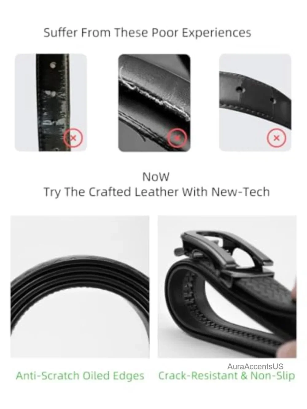 Men's Ratchet Belt - Trim Fit Adjustable Leather Click Slide Dress Casual Gift